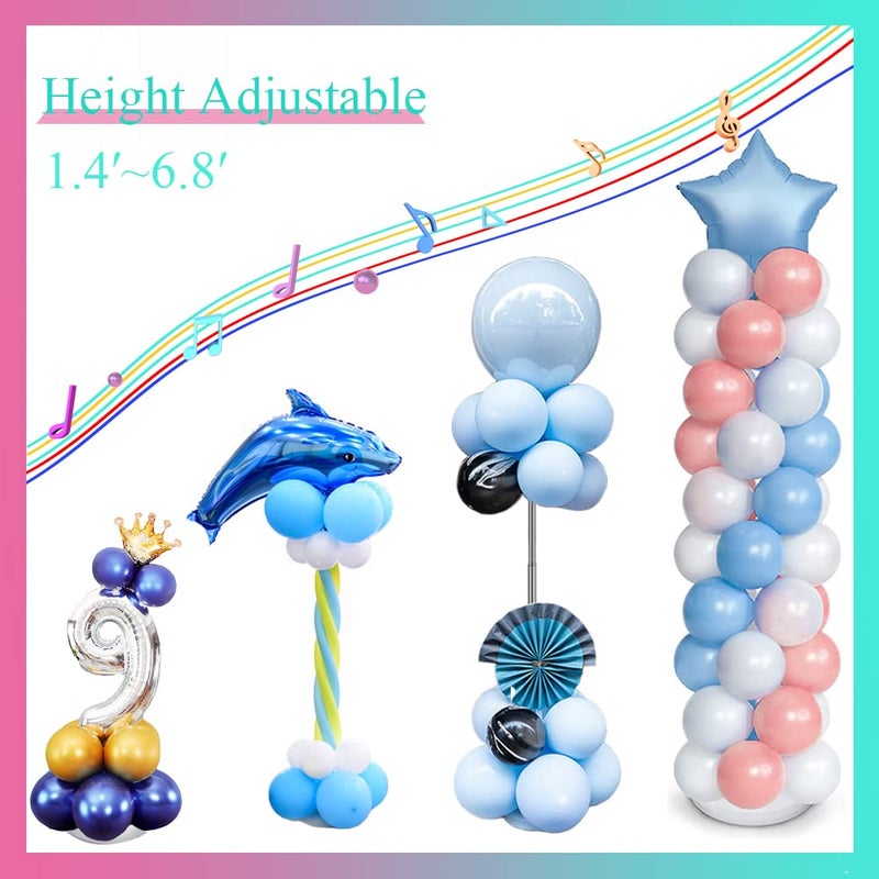 Decojoy 4 Set Balloon Stand Kit, 9 Feet Adjustable Balloon Arch for Floor, Ballon Column Tower with Weights Base and Pole, Metal Backdrop Stands for Parties, NO Need Helium Tank for Balloons - Image 3